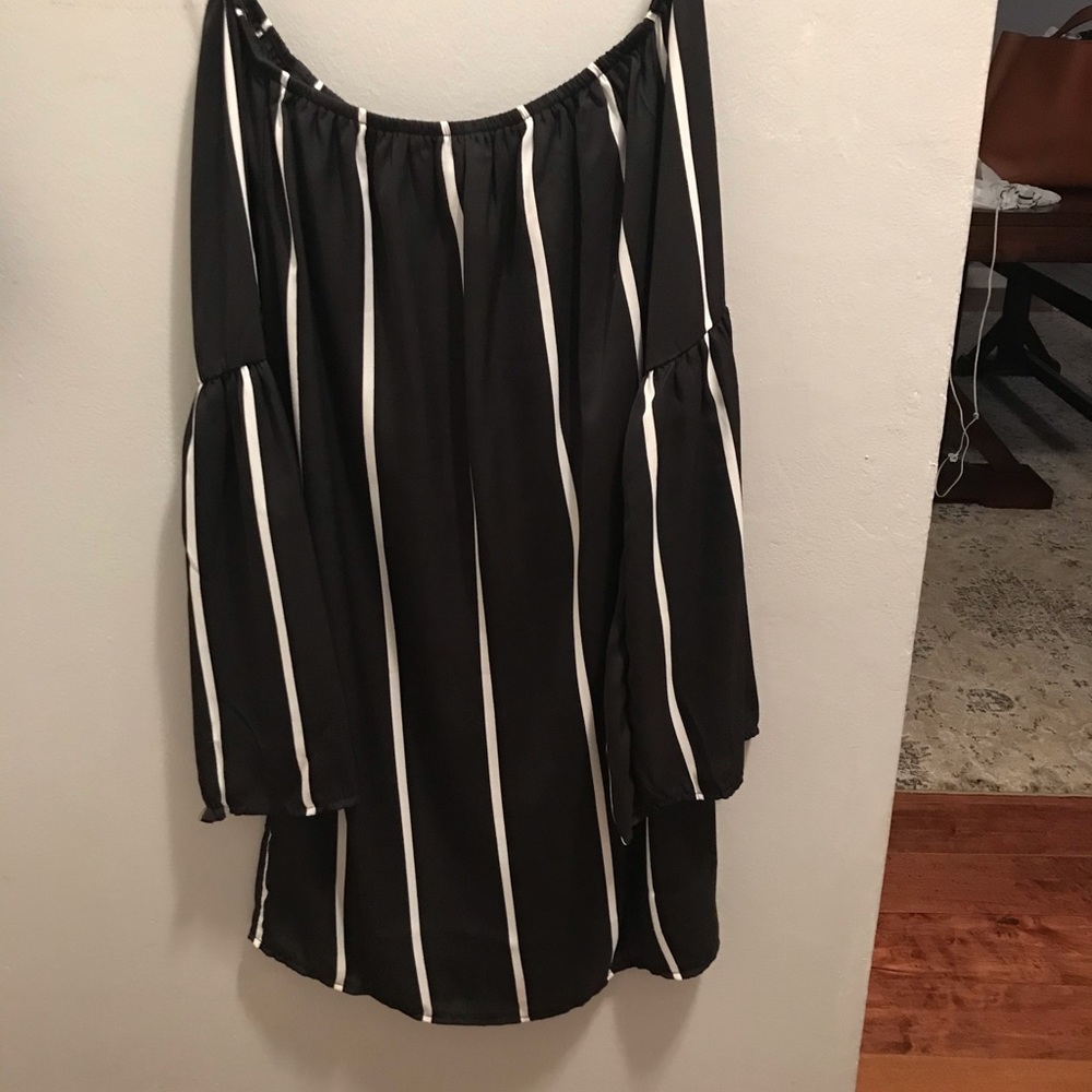 Black and white striped dress